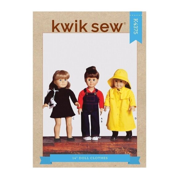 Kwik Sew Sewing Pattern 4375 Doll Clothes for 18" Dolls - Picture 1 of 2